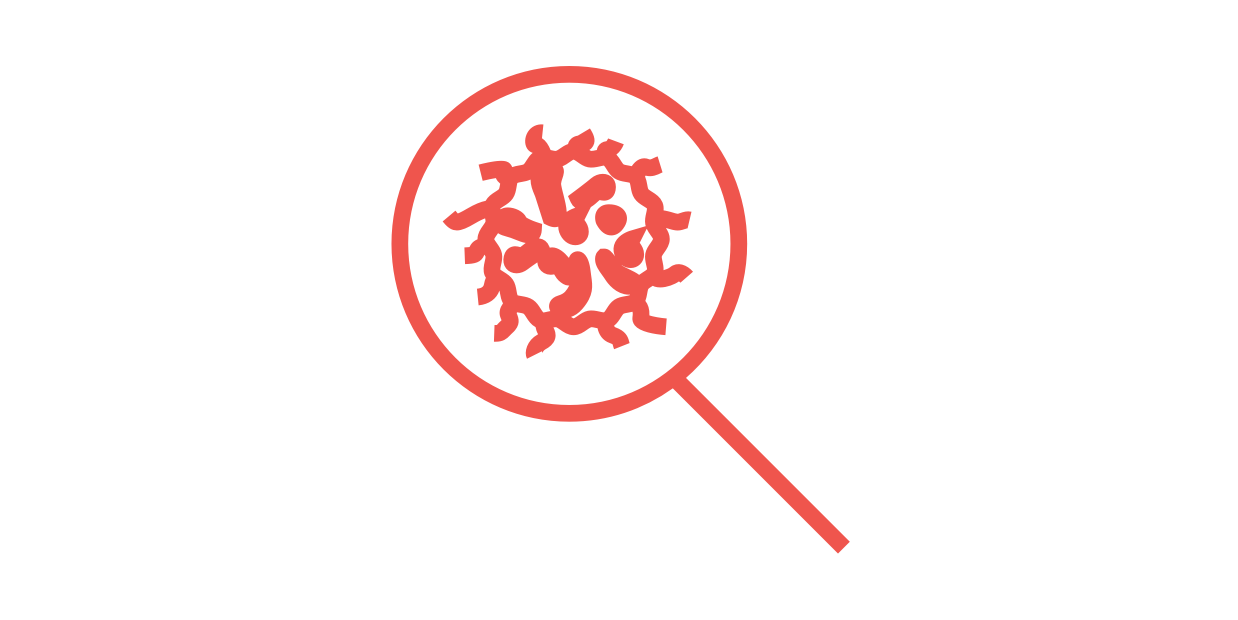 icon depicting a magnifying glass looking at cell